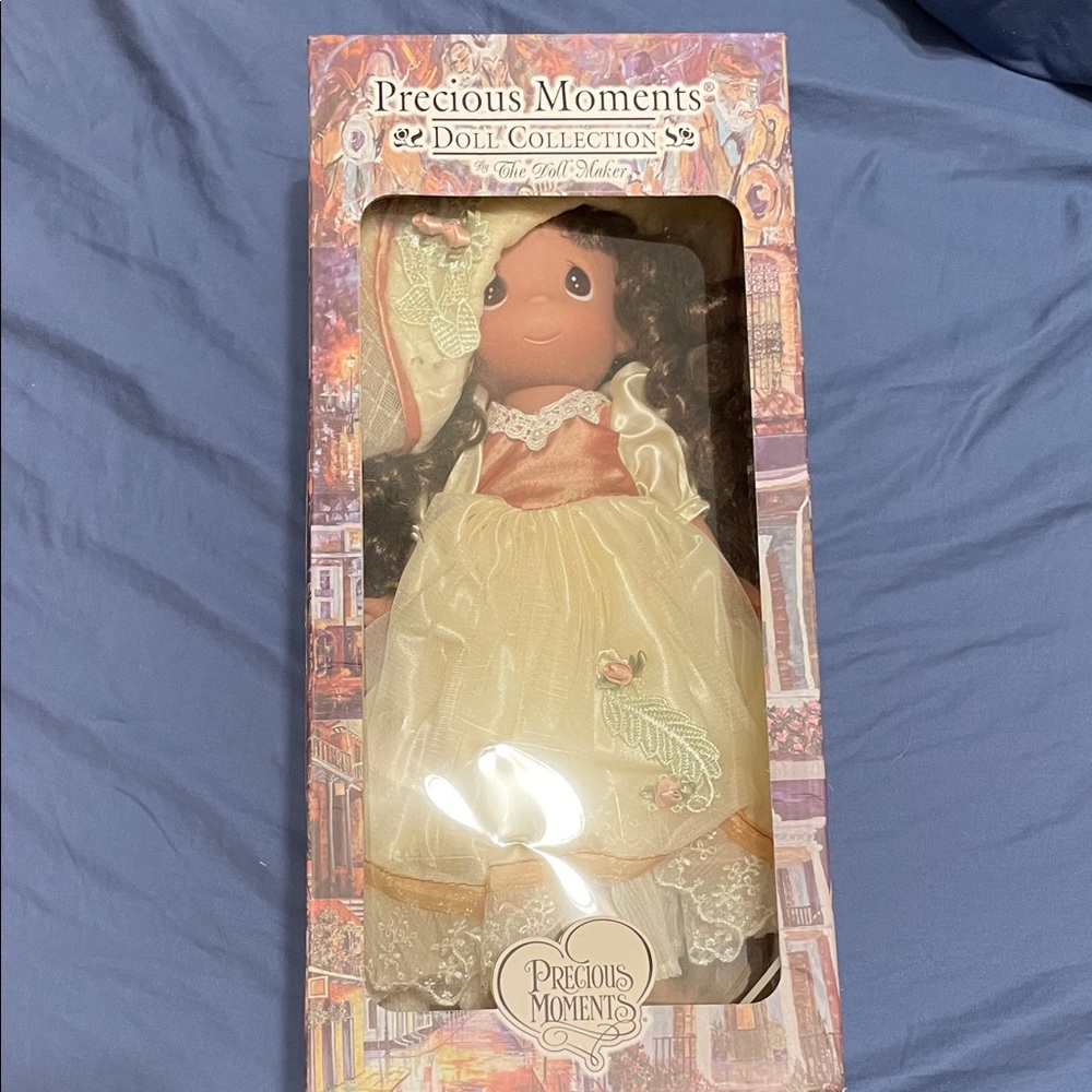 Precious Moments Doll in Cream and Gold Dress